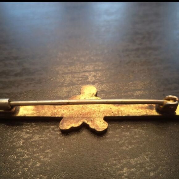 ANTIQUE ESTATE ENAMELED CLOISONNE DANISH BAR 1 5/8" BROOCH - Picture 2 of 2